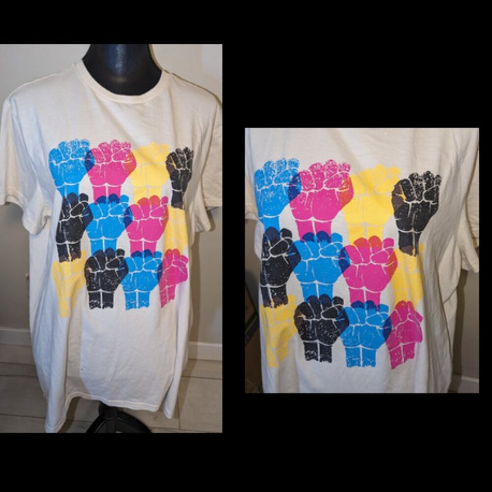 Black History Month Colorful Fists Womens Top Size XL